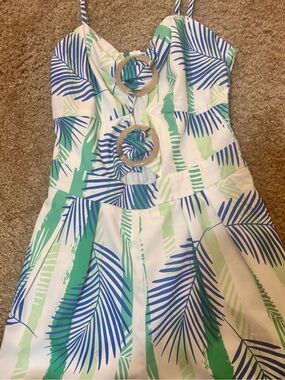 Tropical Palm-Print Girls Romper